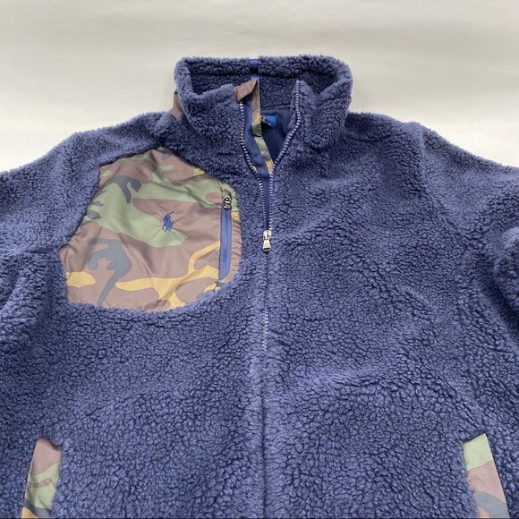 Polo Ralph Lauren Sherpa Fleece Navy Zip Up Jacket - Picture 4 of 15
